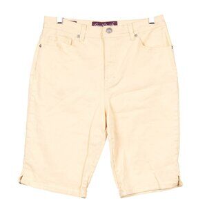Gloria Vanderbilt Amanda Bermuda Shorts 8 Womens Pale Yellow Cotton Denim Jean